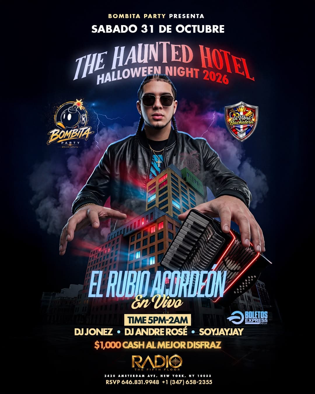 The Haunted Hotel — Bombita Halloween Night 2026 flyer
